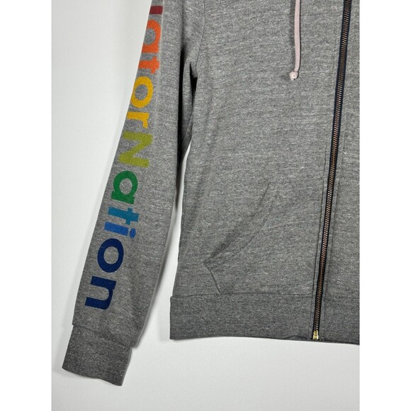 Aviator Nation Zip Up Hoodie Medium Gray Venice Ca Rainbow Logo Made in USA - Picture 2 of 13